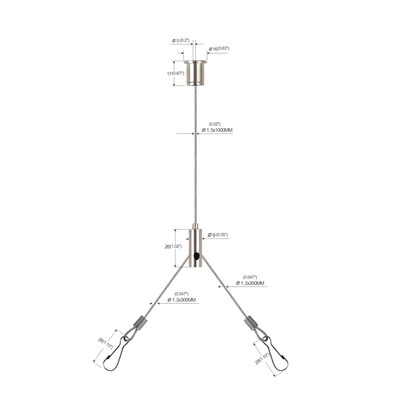 Bảng điều khiển đèn Led Bộ treo cáp loại Y có móc YW-86032