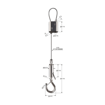 Vòng kẹp cáp hợp kim kẽm bằng đồng thau Snap để treo nhẹ 1,5mm