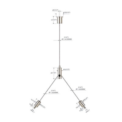 Bảng điều khiển đèn Led Bộ treo cáp loại Y có móc YW-86032