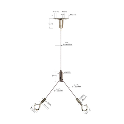 Bảng điều khiển đèn Led Bộ treo cáp loại Y có móc YW-86032