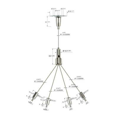 Bộ treo nĩa High Bay Light, Bộ treo dây mạ niken bằng đồng thau YW-86023