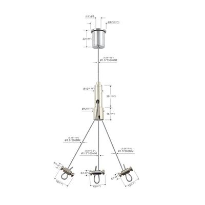 Hệ thống treo bảng âm thanh với kẹp cáp điều chỉnh dây thừng 1,5mm