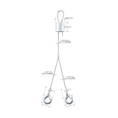 Hệ thống treo bảng âm thanh với kẹp cáp điều chỉnh dây thừng 1,5mm