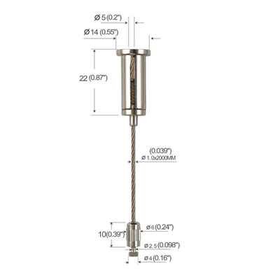 1.2mm Sợi bên ra ngoài treo dây thừng tùy chỉnh chiều dài dây treo Kit cho khung hình