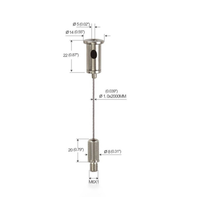 Đèn Led tuyến tính Bộ dụng cụ treo bằng đồng thau với các đinh tán có ren Nhiều màu tùy chọn
